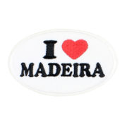 Emblema oval branco, I Love Madeira.