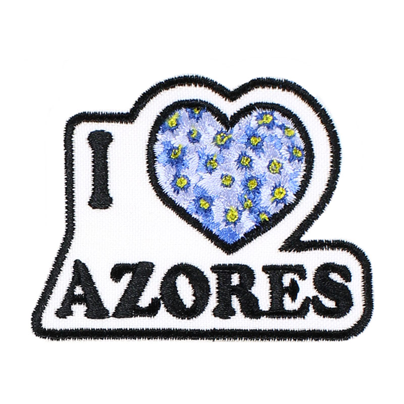Emblema I love Azores Coração com Flores Hortências dos Açores