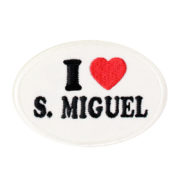 Emblema oval I Love São Miguel, branco.