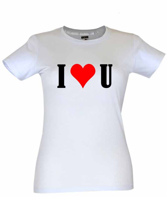 Dia dos Namorados I Love You T-Shirt Branca Senhora