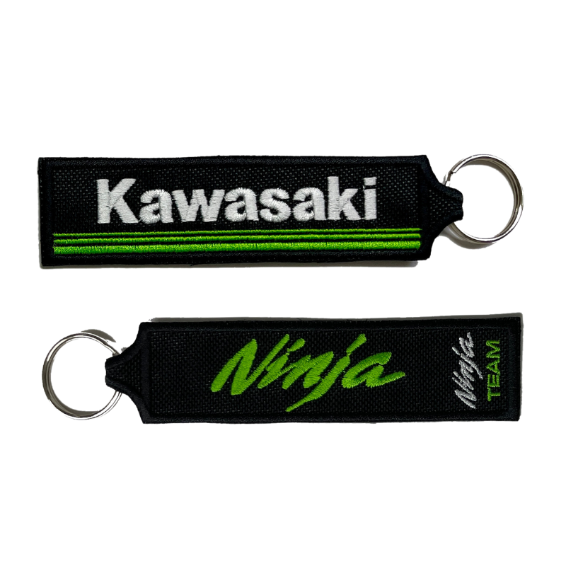 Porta-chaves Bordado de Ambos os Lados Kawasaki Preto 