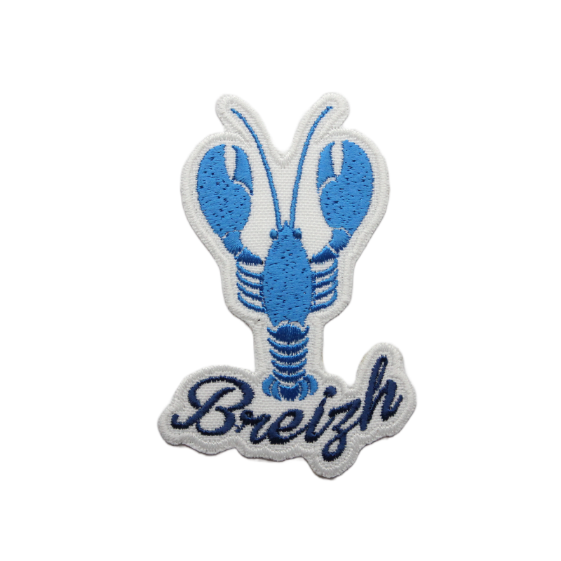 Emblema Bordado Bretanha - lagosta (Branco e Azul)
