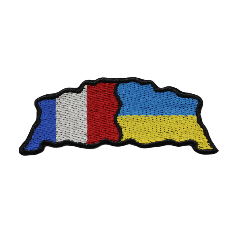 Emblema Bordado com as Bandeiras da França e da Ucrânia juntas.