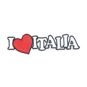 Emblème brodé - J'aime l'Italie (Blanc)