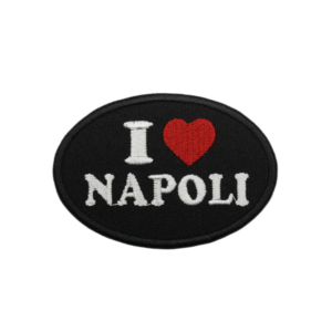 Emblema Bordado Itália - I Love Napoli Oval (Preto)