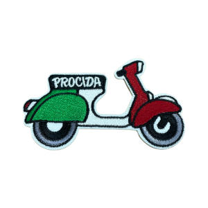 Emblema bordado de vespa italiana de Procida, com cores da bandeira de Itália.