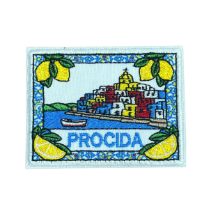 Emblema bordado inspirado na ilha Procida, Itália.