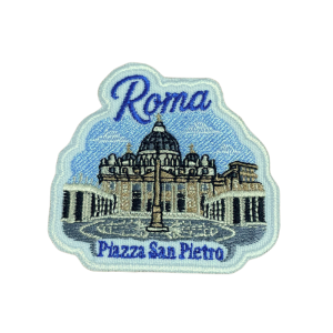 Emblema bordado inspirado na Piazza San Pietro, em Roma, Itália.