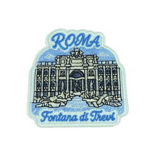 Emblème brodé inspiré de la fontaine de Trevi à Rome, en Italie.