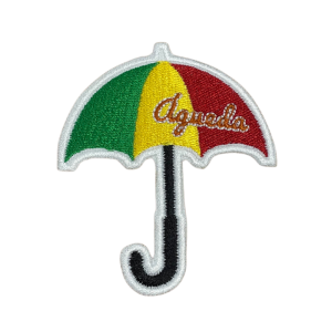 Embroidered emblem inspired by the colorful umbrella found on the streets of Águeda.