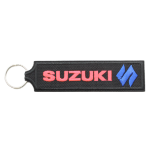 Porte-clés brodé - Suzuki fluorescent (logo bleu)